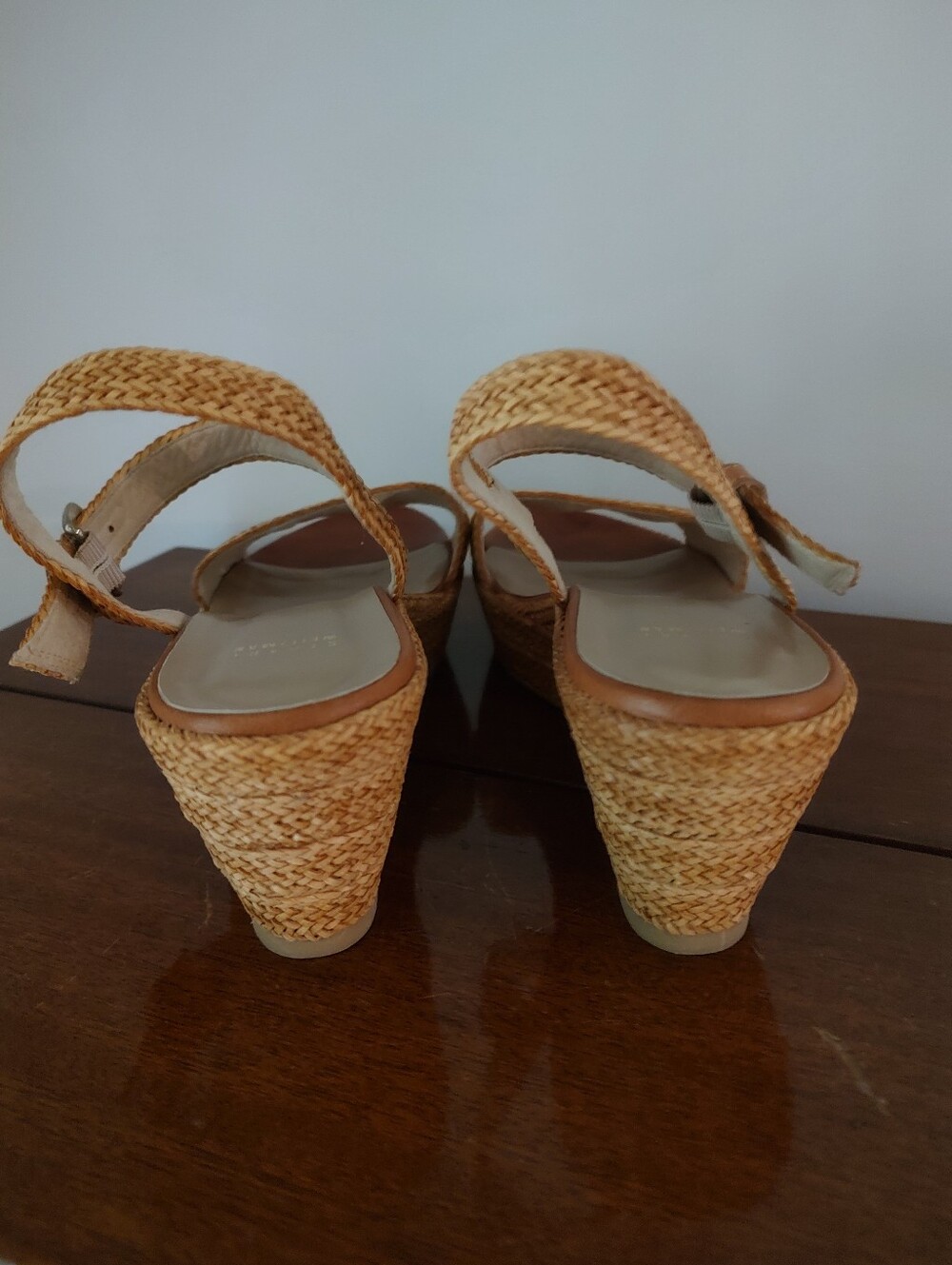 Stuart Weitzman Woven Ankle-Strap Wedge Sandals in Natural - Picture 4 of 8
